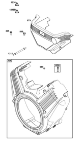 Blower Housing Group Diagram and Parts List for 61E377-0059-J1 400000 - 699999 Briggs and Stratton Engine